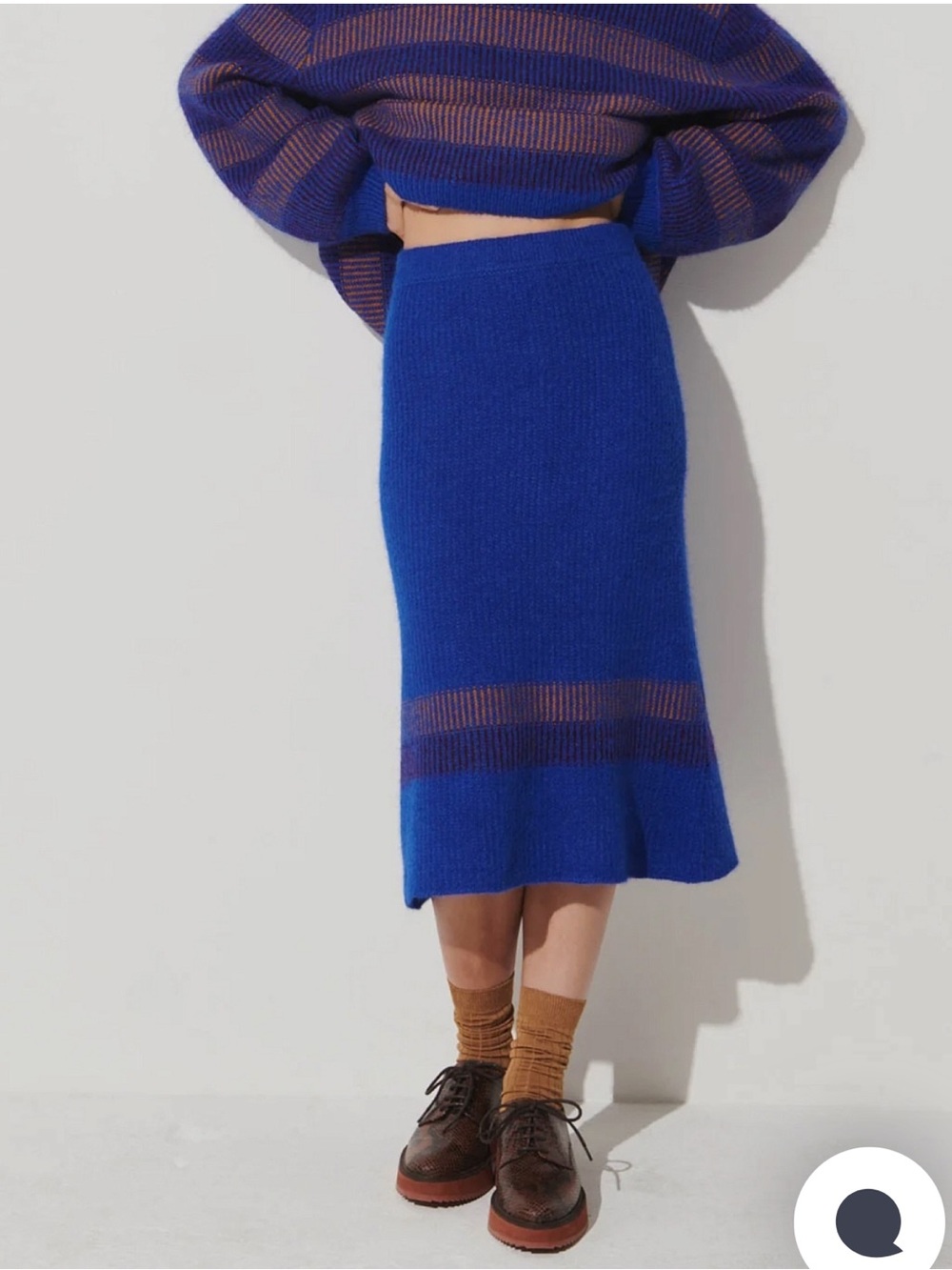 Rachel Comey alpaca wool Blue Midi Knit Skirt